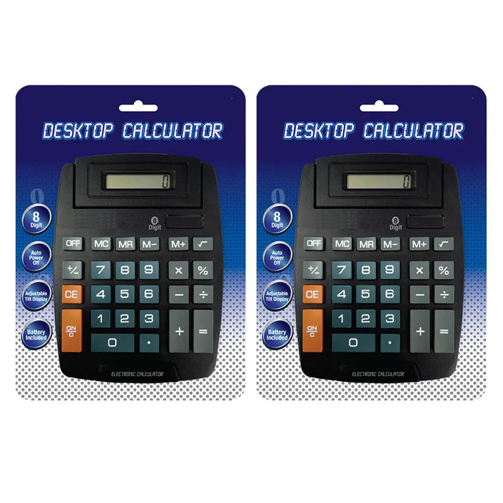 2 X Large Jumbo Calculator Big Button 8-Digit Desktop Math Display Solar Battery