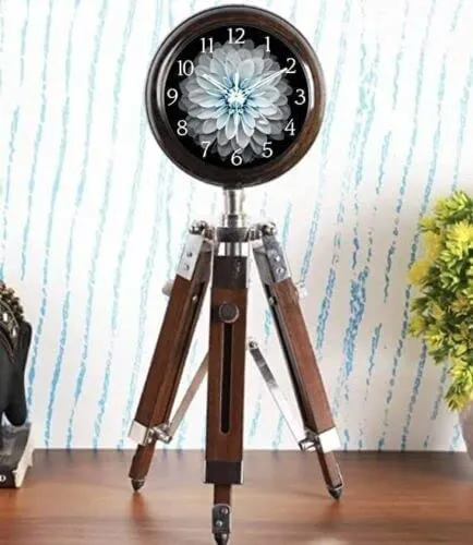 A R S Enterprises Handmade Stand Clock Wooden Antique Home Office Decor 18 Inch Table & Desk