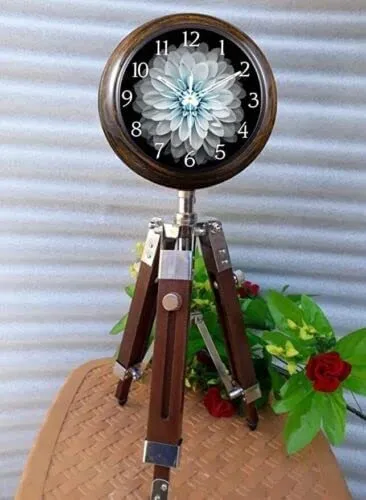 A R S Enterprises Handmade Stand Clock Wooden Antique Home Office Decor 18 Inch Table & Desk