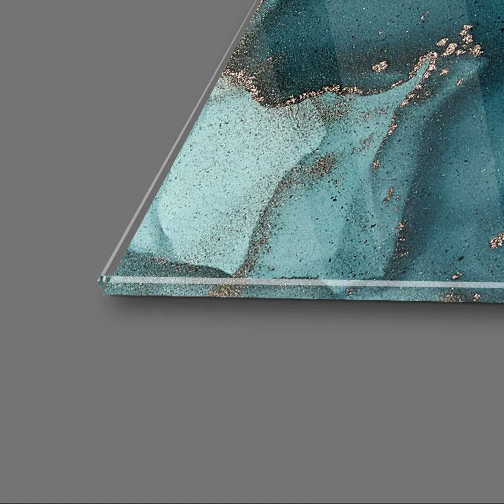 Abstract Blue Alcohol Ink Glass Wall Art