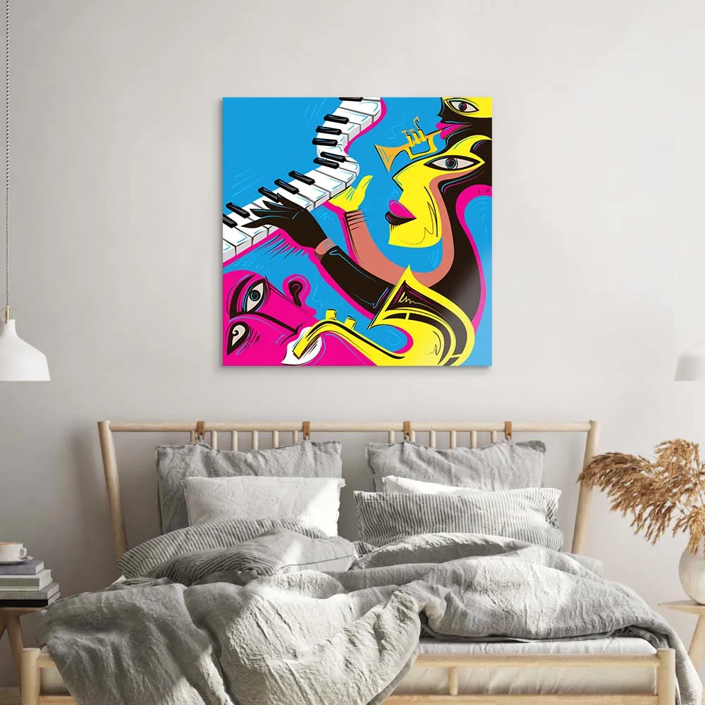 Abstract Jazz Band Glass Wall Art