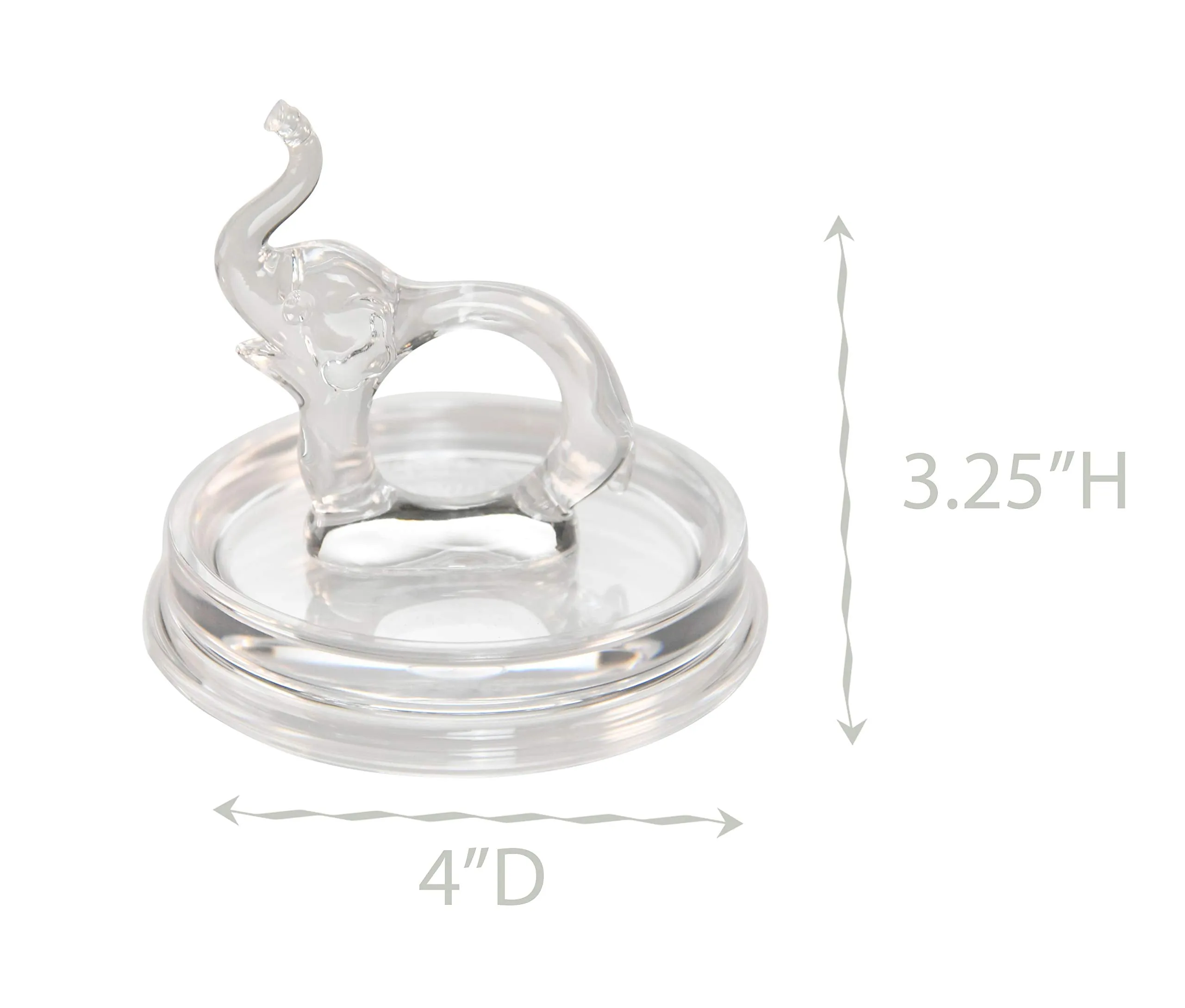 ARAD Elephant Acrylic Ring Holder Dish, Cute Bedroom Jewelry Tray, Fun Trinket Platter