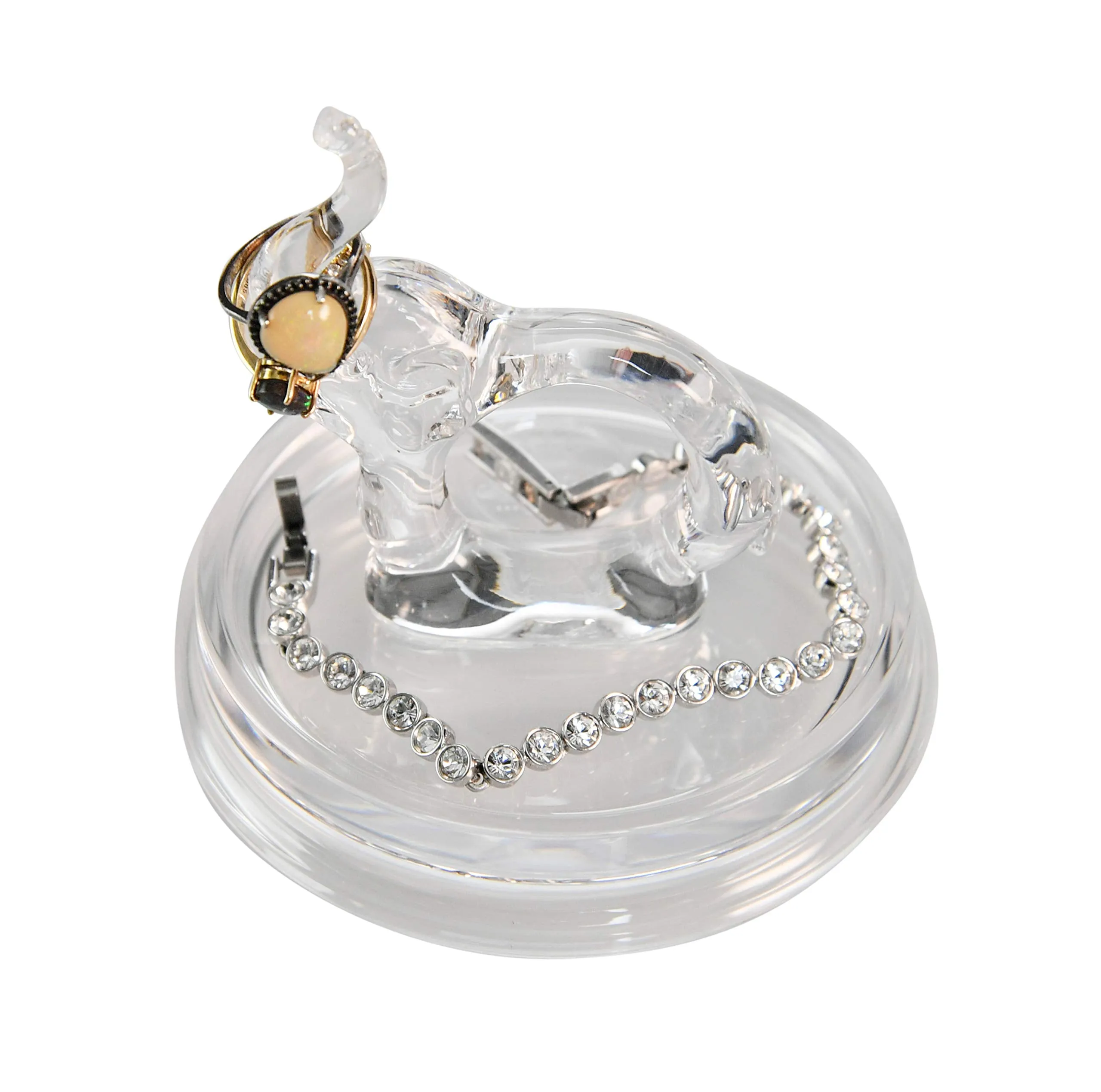ARAD Elephant Acrylic Ring Holder Dish, Cute Bedroom Jewelry Tray, Fun Trinket Platter
