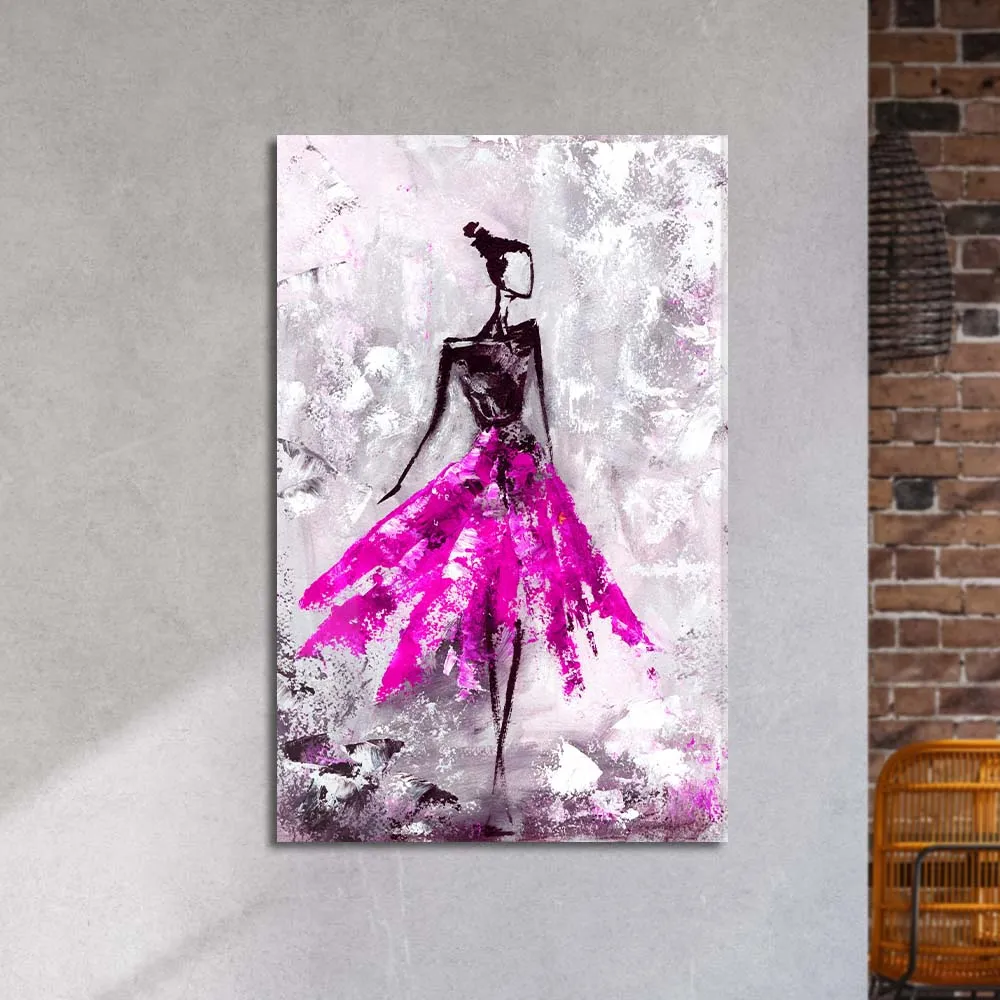 Ballerina in Pink Tutu Glass Wall Art