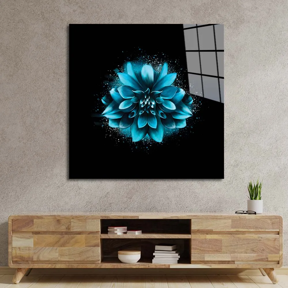 Blue Lotus Glass Wall Art