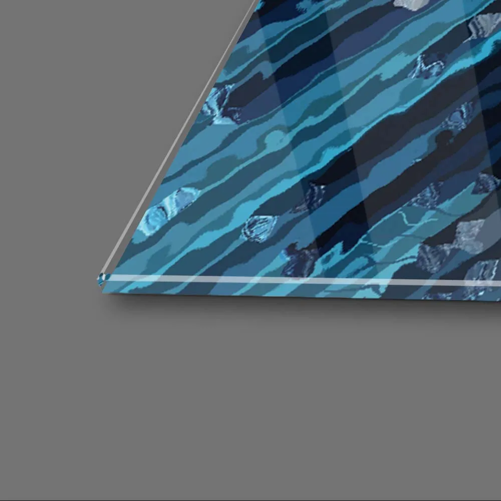 Blue Spiral Glass Wall Art