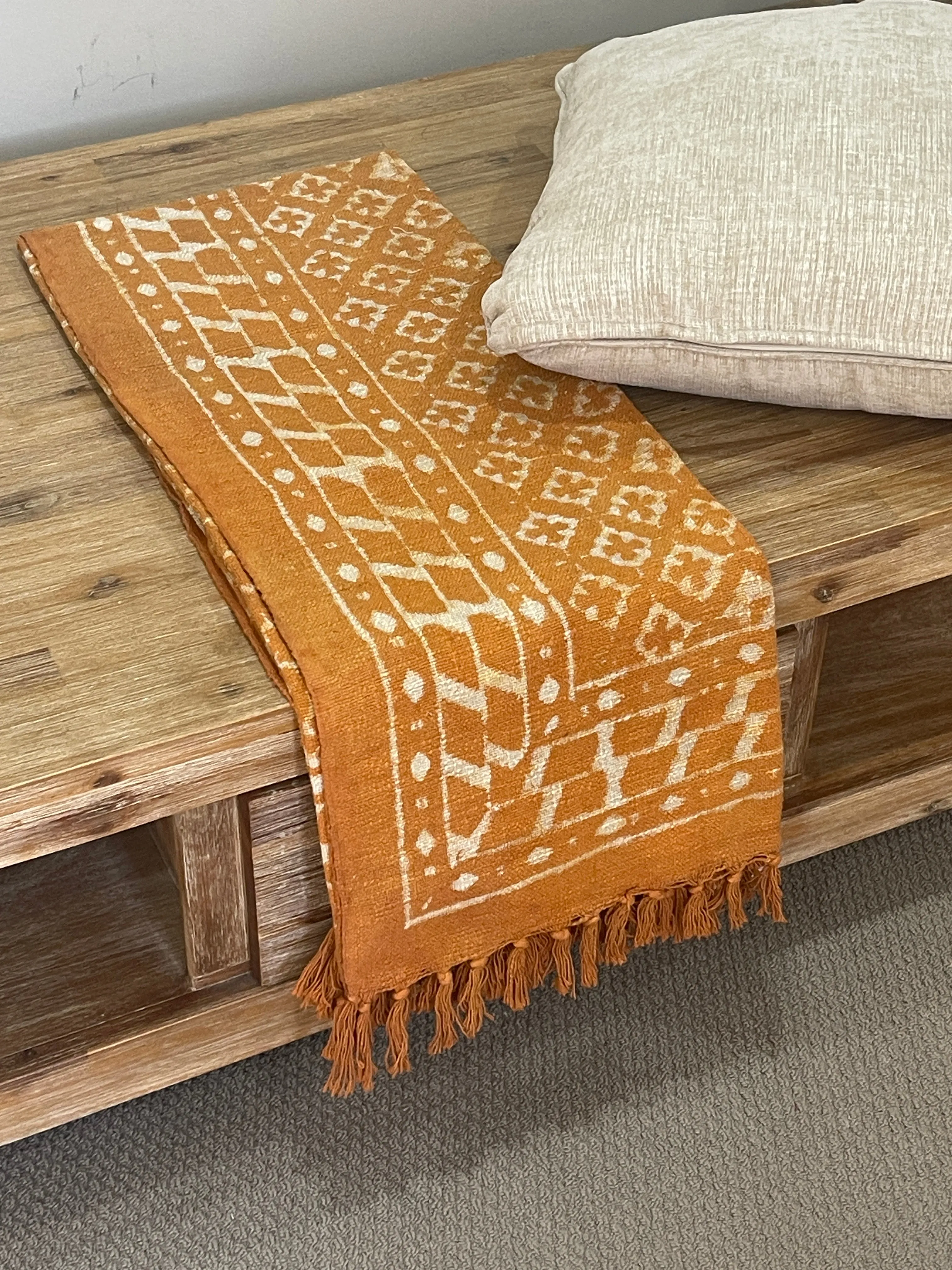 Bohemian Cotton Handmade Floral Mustard Bedding Throw Blanket