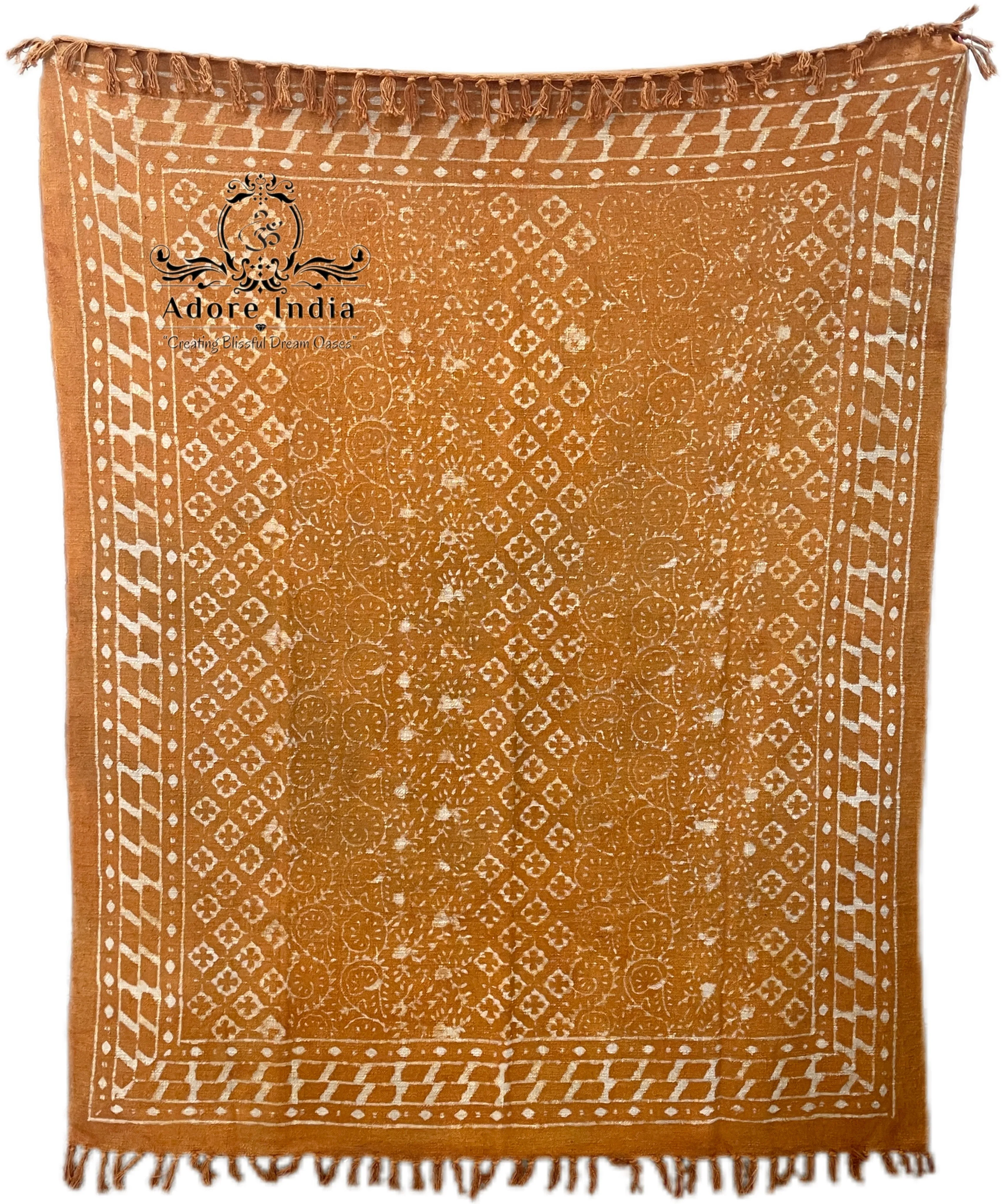 Bohemian Cotton Handmade Floral Mustard Bedding Throw Blanket