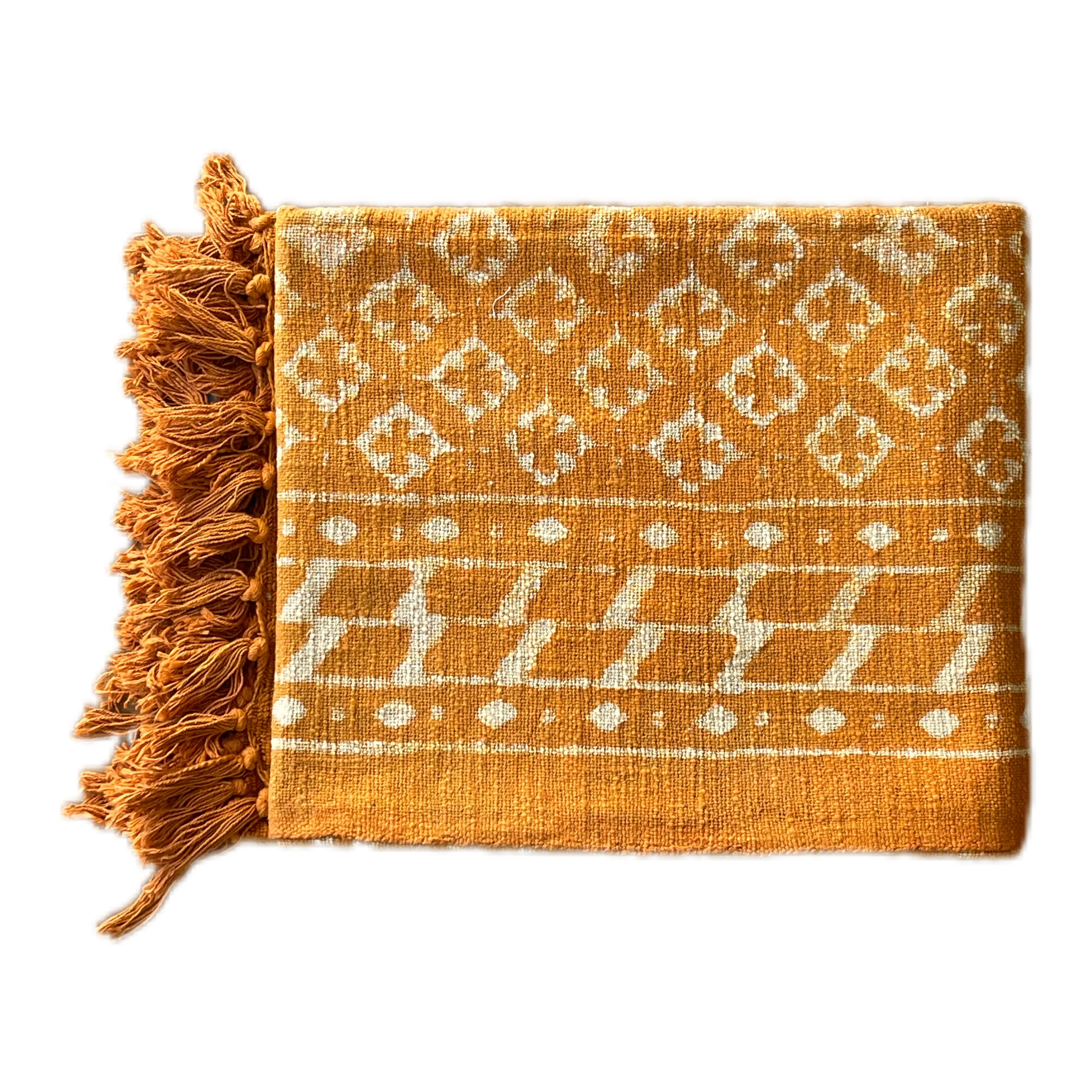 Bohemian Cotton Handmade Floral Mustard Bedding Throw Blanket