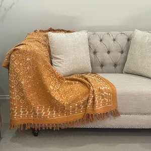 Bohemian Cotton Handmade Floral Mustard Bedding Throw Blanket