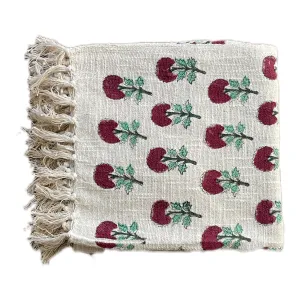 Bohemian Hand Block Red Bud Cotton Bedding Blanket Throw