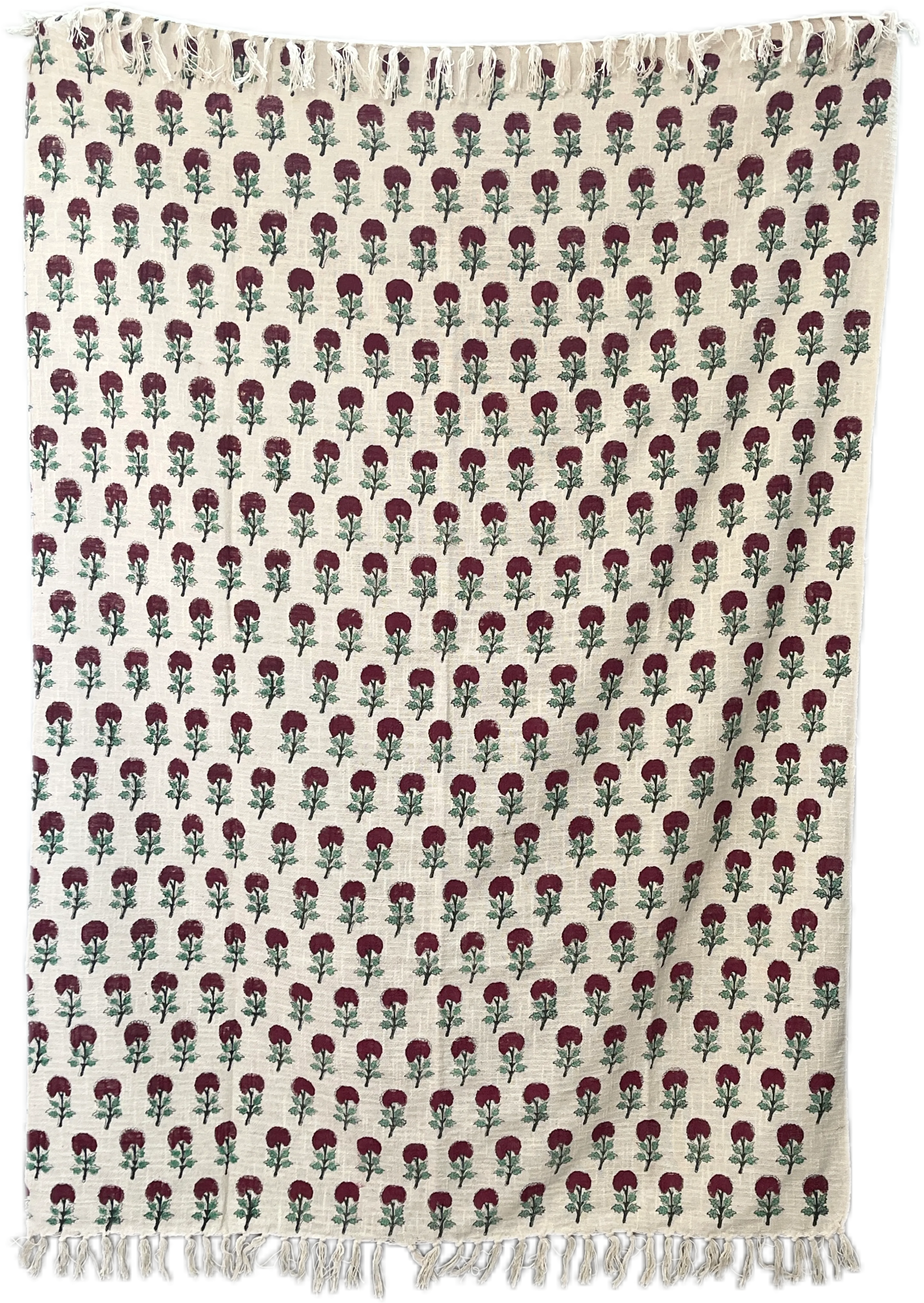 Bohemian Hand Block Red Bud Cotton Bedding Blanket Throw