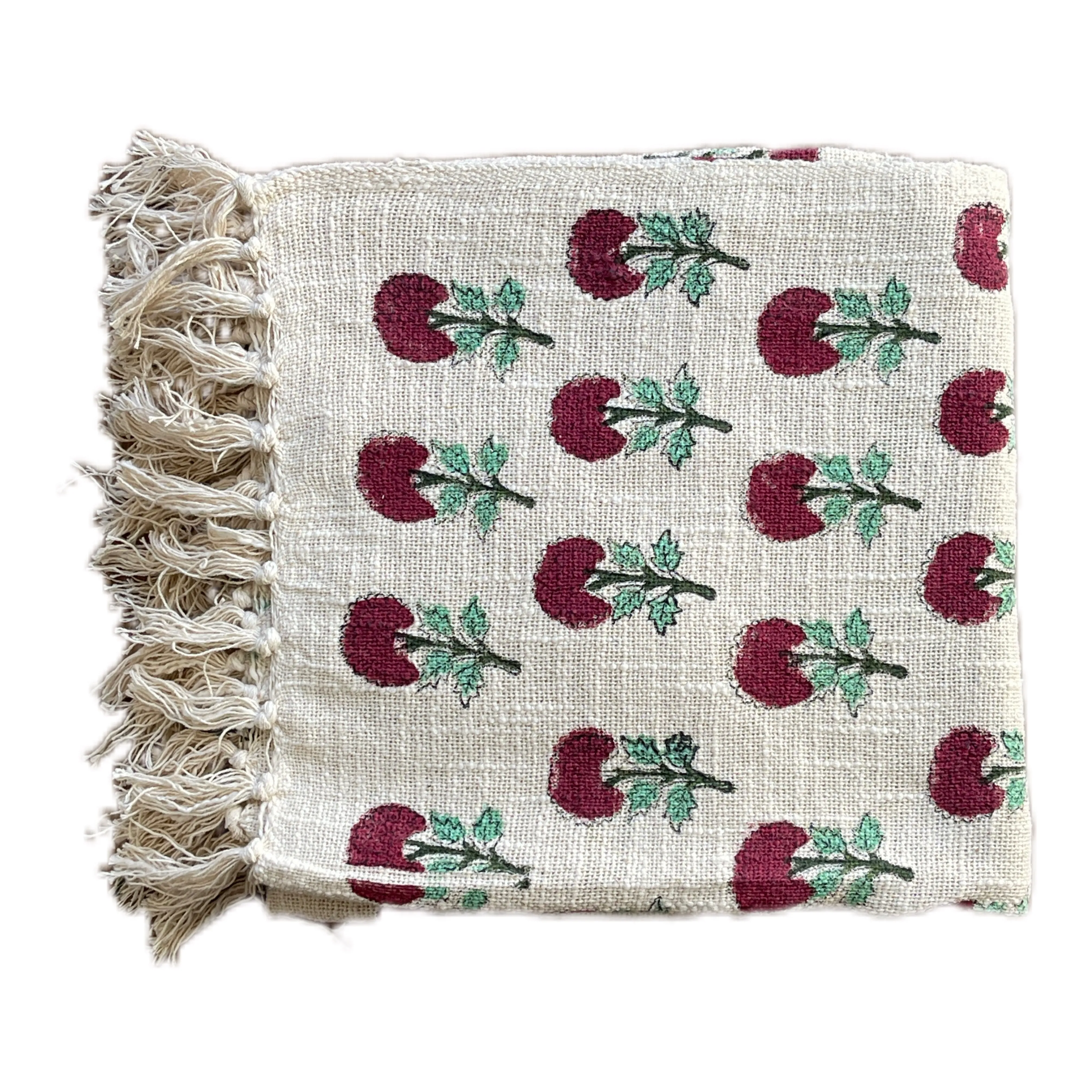 Bohemian Hand Block Red Bud Cotton Bedding Blanket Throw