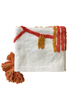 Bohemian Mustard Cotton Bedding Tufted Throw Blanket