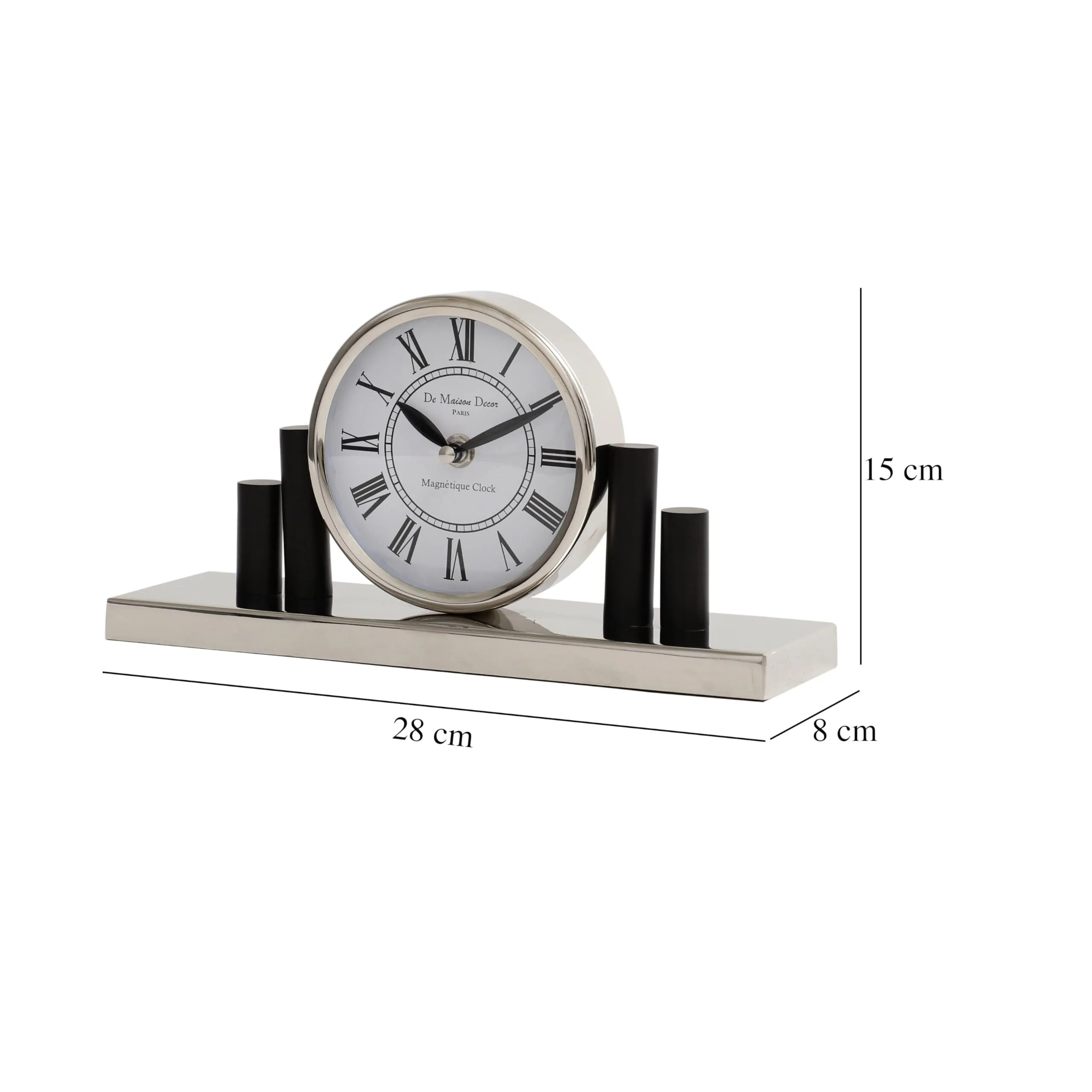 Decor de Maison Harbor Hour Clock in Silver Table Clock for Home Decor