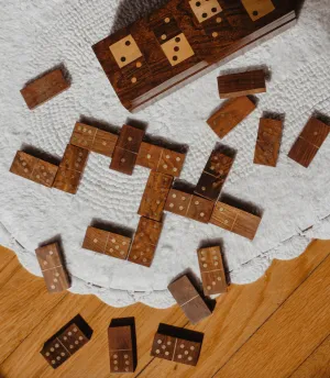 Domino Family Fun Wooden Game Set - Handmade