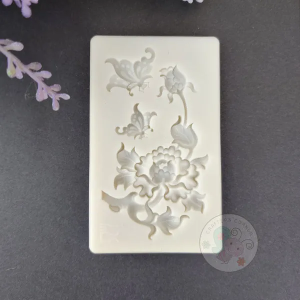 Flowers with Butterfly - Silicon Mould