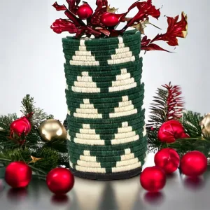 GREEN & WHITE PYRAMID VASE / PLANTER