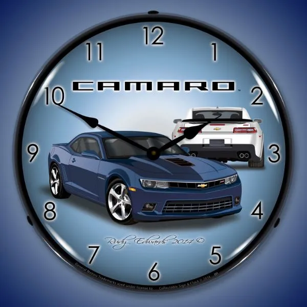 Lighted 2014 SS Camaro 5th Generation Blue Ray Clock