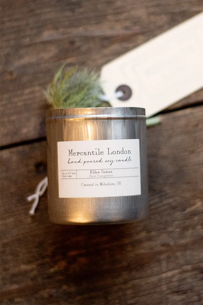 Mercantile London Elder Street Black Pomegranate Tin Candle