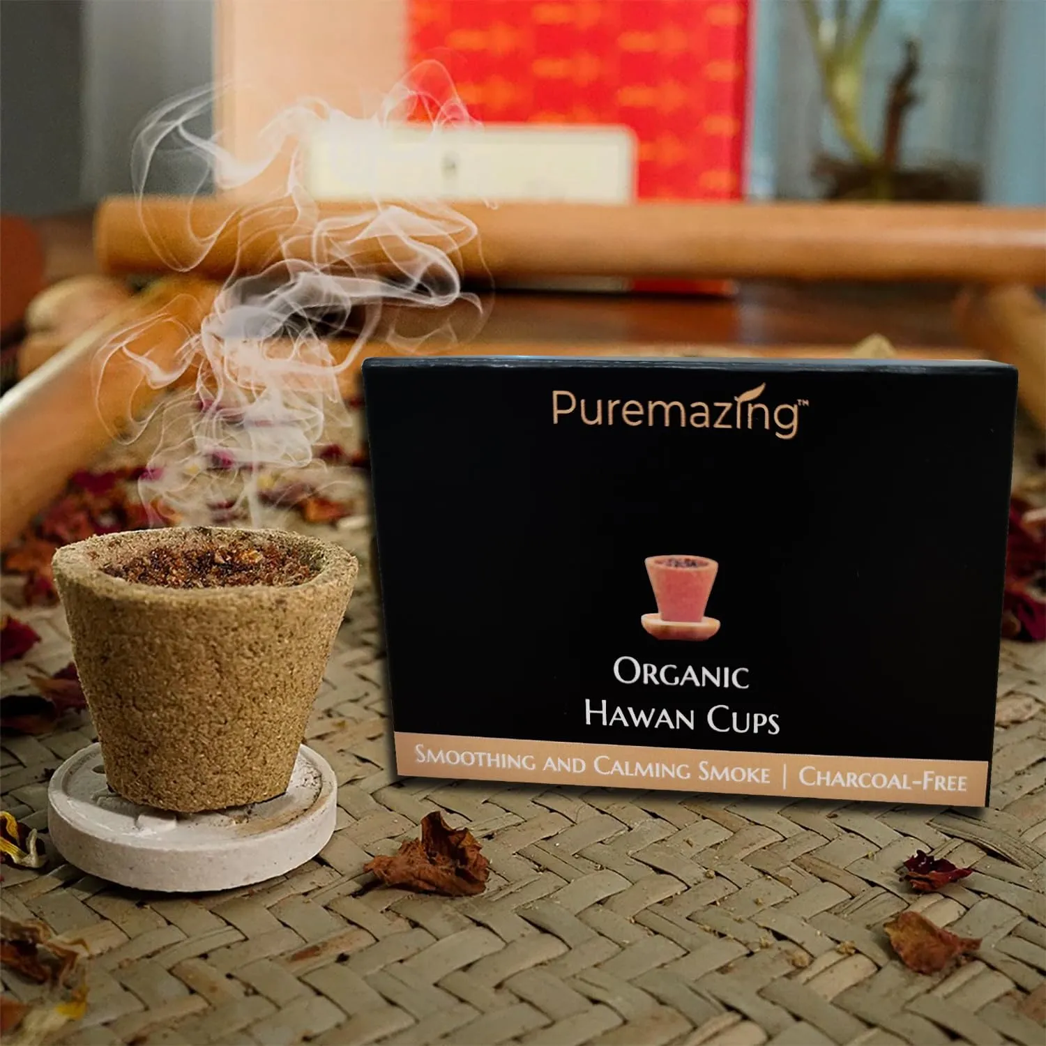 Puremazing by Imvelo Floral Diwali Box Combo | 2 Tealight Candle, 2 Jar Candle, 2 Incense Sticks, 2 Incense Cones & 6 Sambrani Cups | 100% Natural, Long Lasting Fragrance | Home Décor