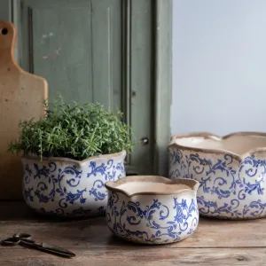 Round Scallop Planters - Blue