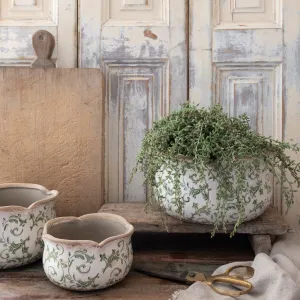 Round Scallop Planters - Green