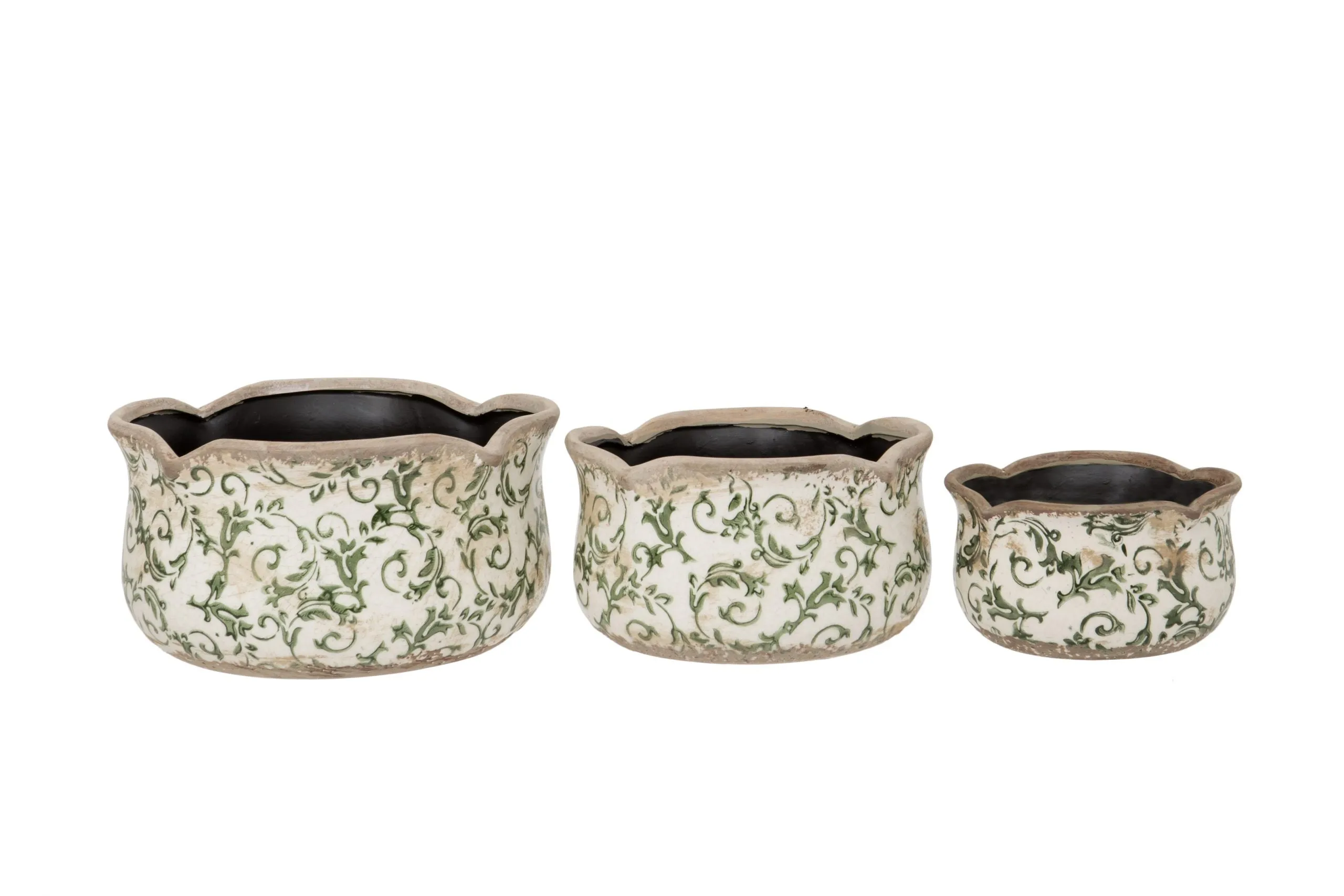 Round Scallop Planters - Green