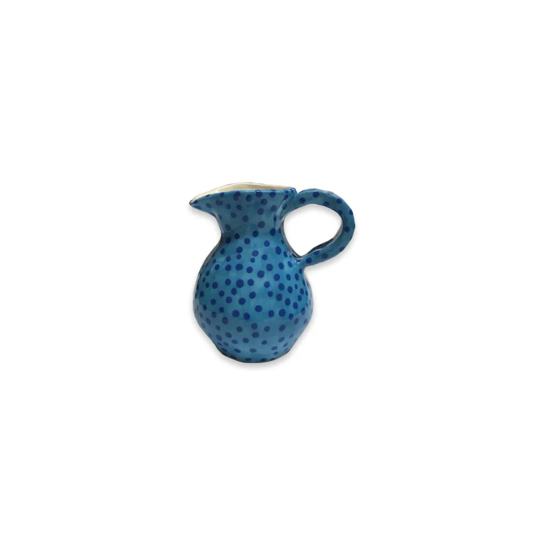 Small Slim Neck Jug with Blue Dots