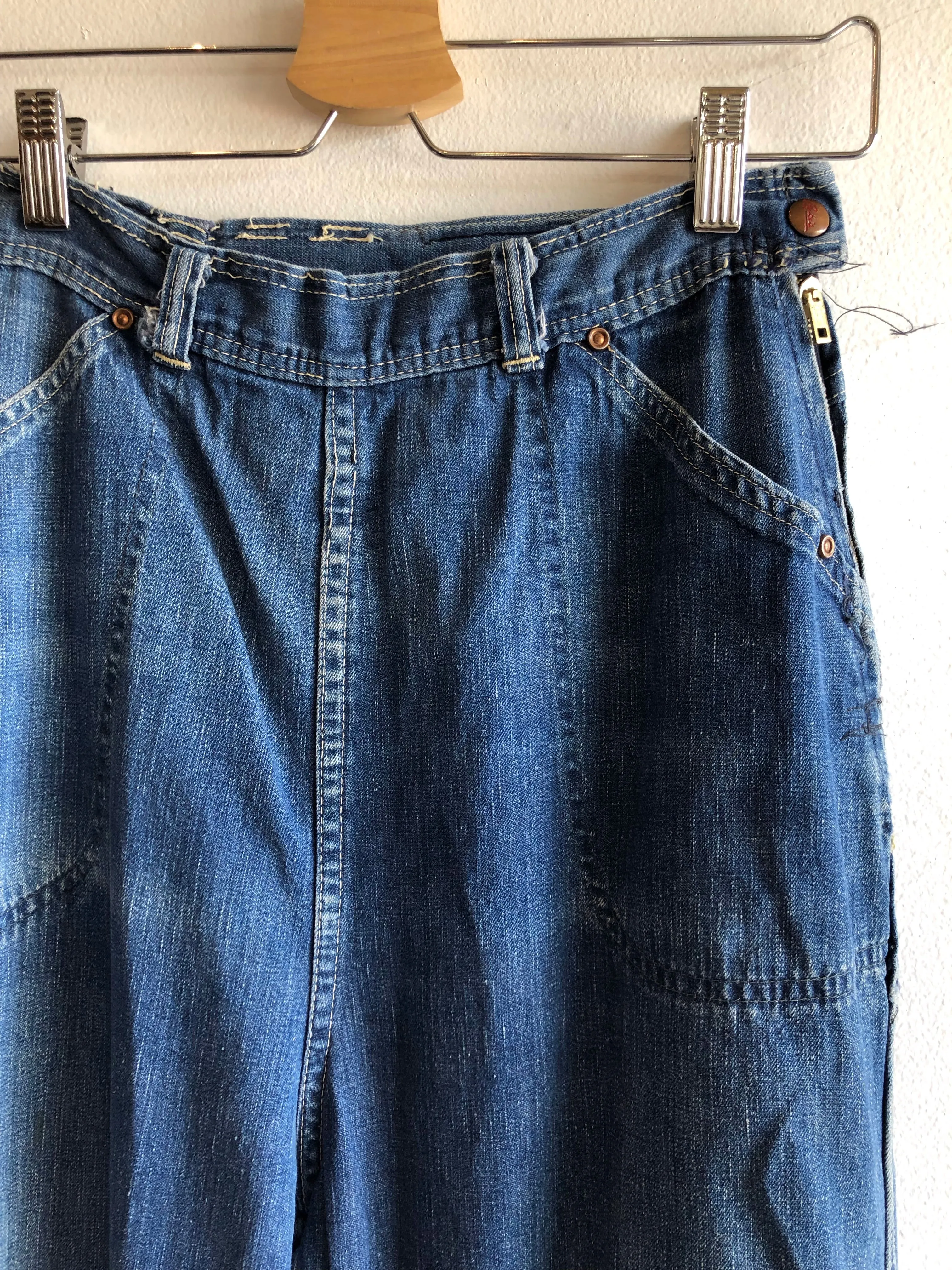 Vintage 1940/1950s Pykes Dark Denim Side Zip Jeans