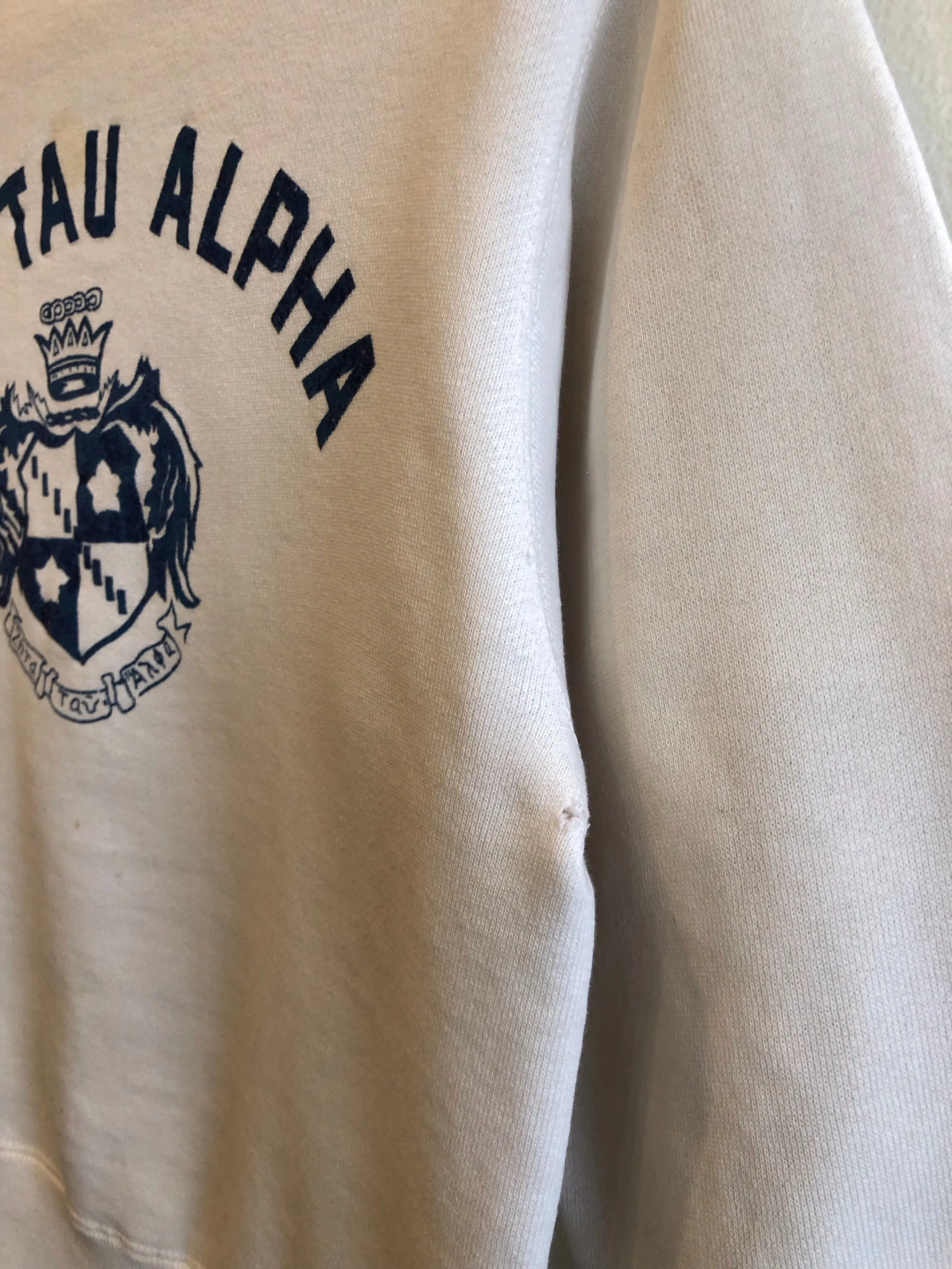 Vintage 1950s Champion Running Man Zeta Tau Alpha Flock-Printed Sweatshirt
