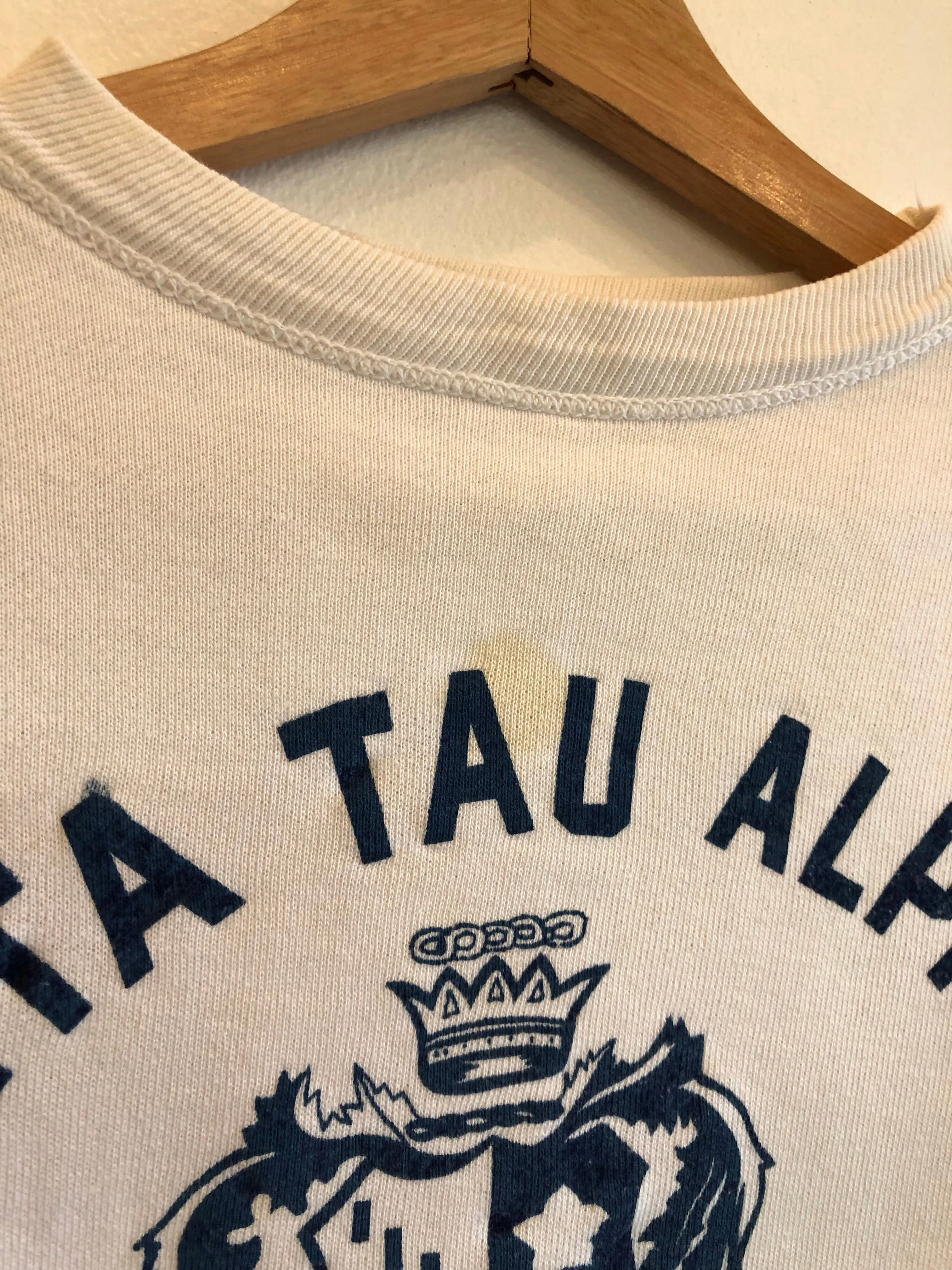 Vintage 1950s Champion Running Man Zeta Tau Alpha Flock-Printed Sweatshirt